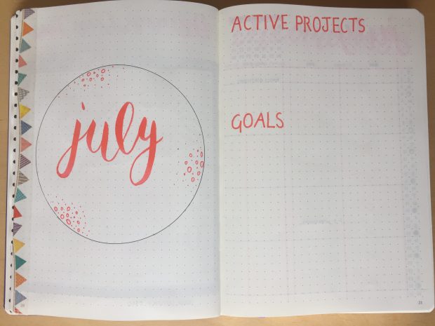 bujo planning July goals spread
